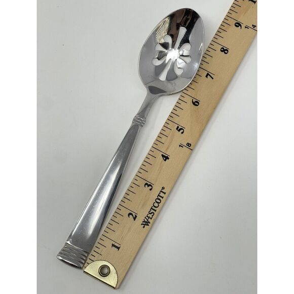 Wallace NAPOLI Glossy Serving Slotted Spoons 8 7/8” Stainless Flatware Set Of 2 - Picture 2 of 6